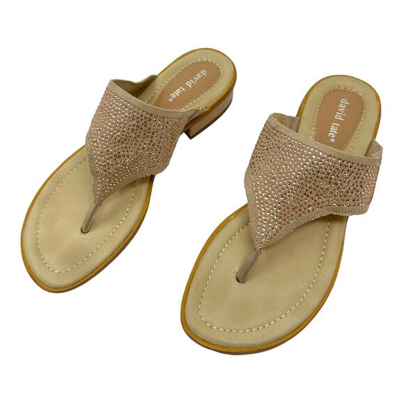 David Tate Pierce Rhinestone Rose Gold Sandal Size 7.5 - Picture 2 of 8
